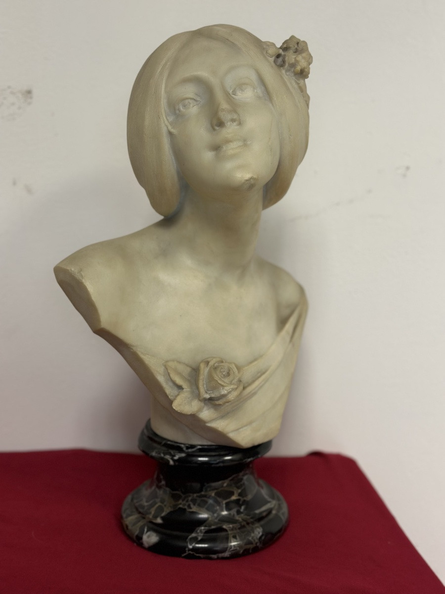 Buste en marbre de Carrare. Le beau florentin Emilio Fiaschi, 1858. 1941.-photo-2
