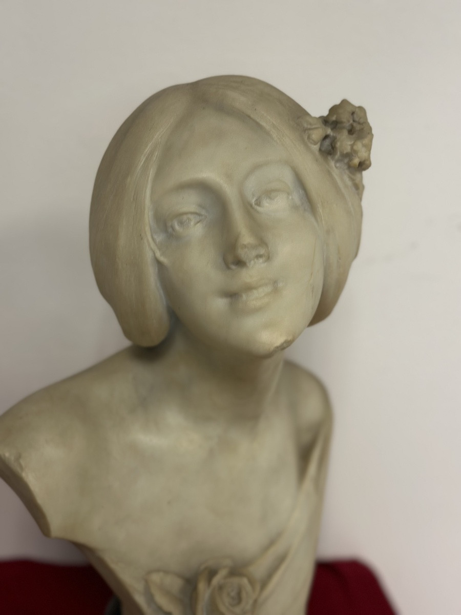 Buste en marbre de Carrare. Le beau florentin Emilio Fiaschi, 1858. 1941.-photo-3