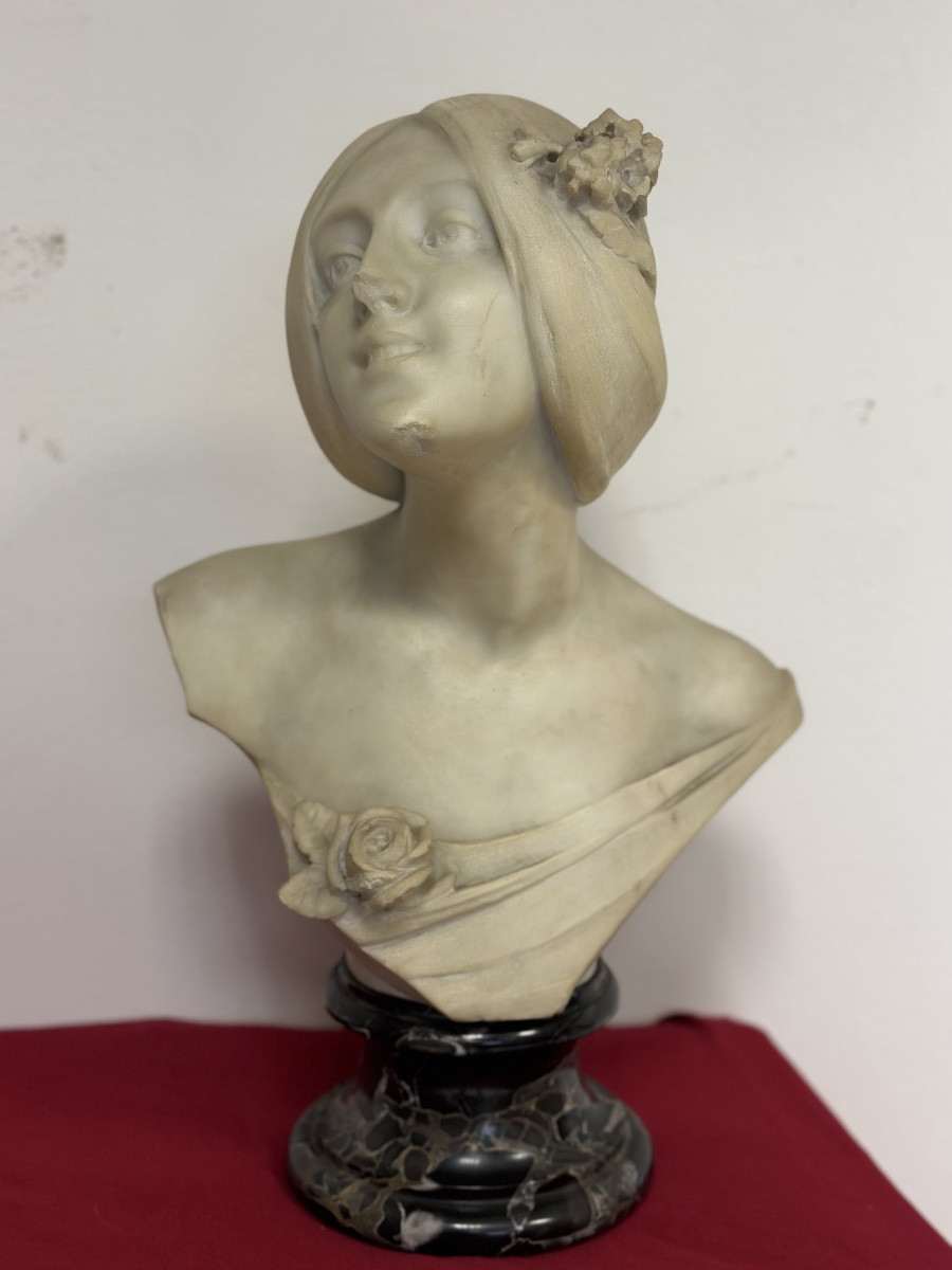 Buste en marbre de Carrare. Le beau florentin Emilio Fiaschi, 1858. 1941.-photo-4