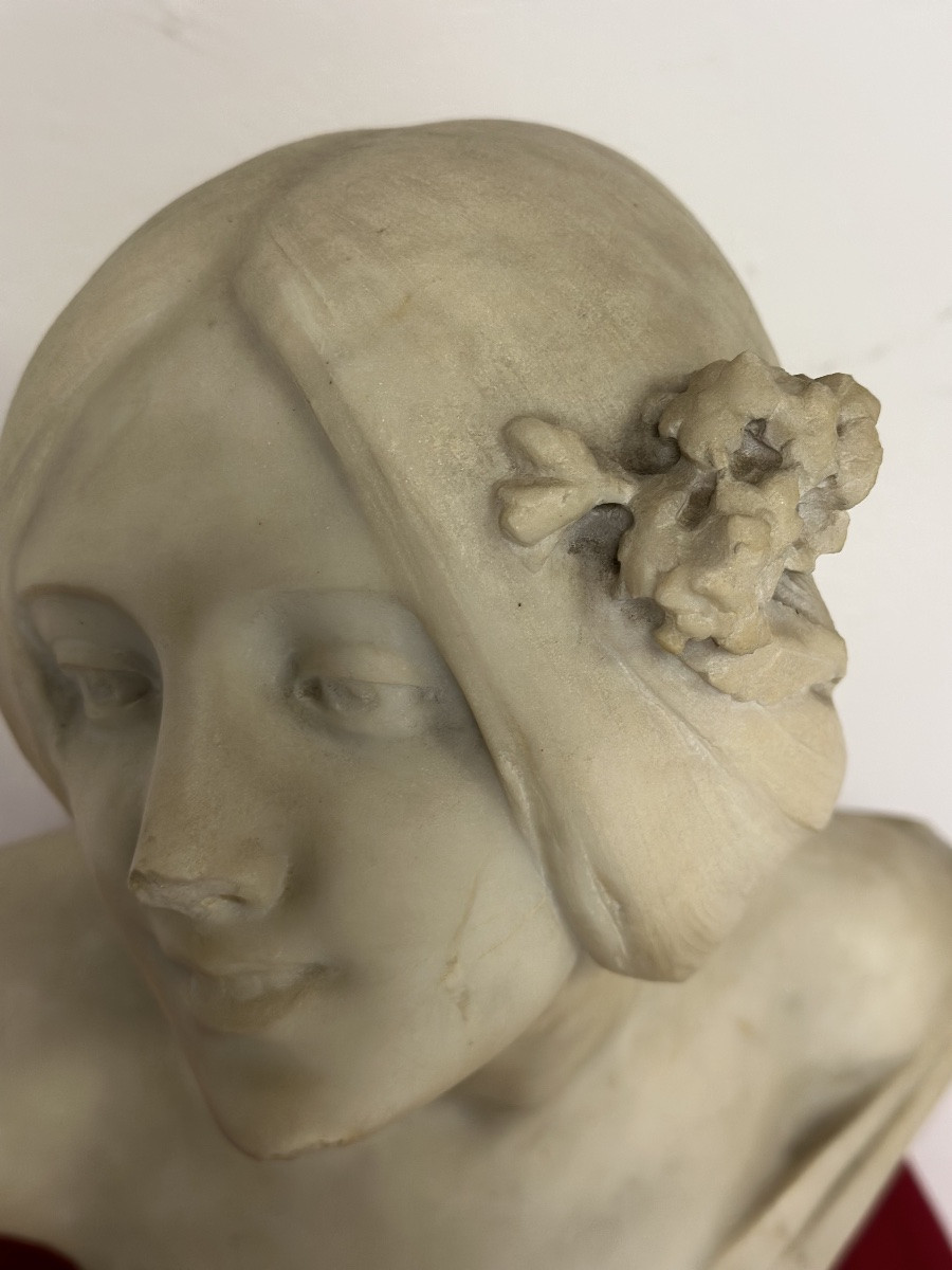 Buste en marbre de Carrare. Le beau florentin Emilio Fiaschi, 1858. 1941.-photo-3
