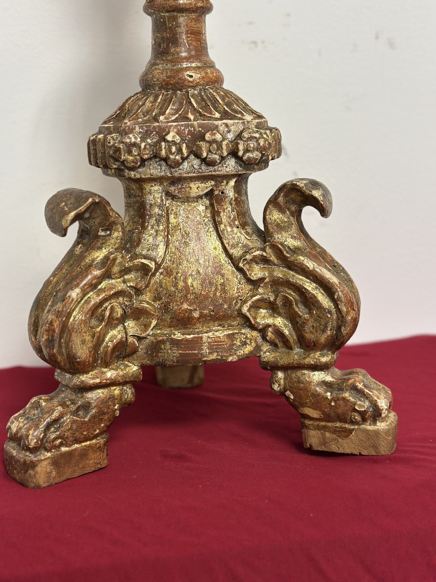 Carved And Gilded Wooden Chandelier In The Shape Of A Mecca, Louis XV-photo-2