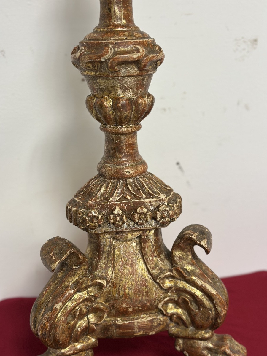 Carved And Gilded Wooden Chandelier In The Shape Of A Mecca, Louis XV-photo-3