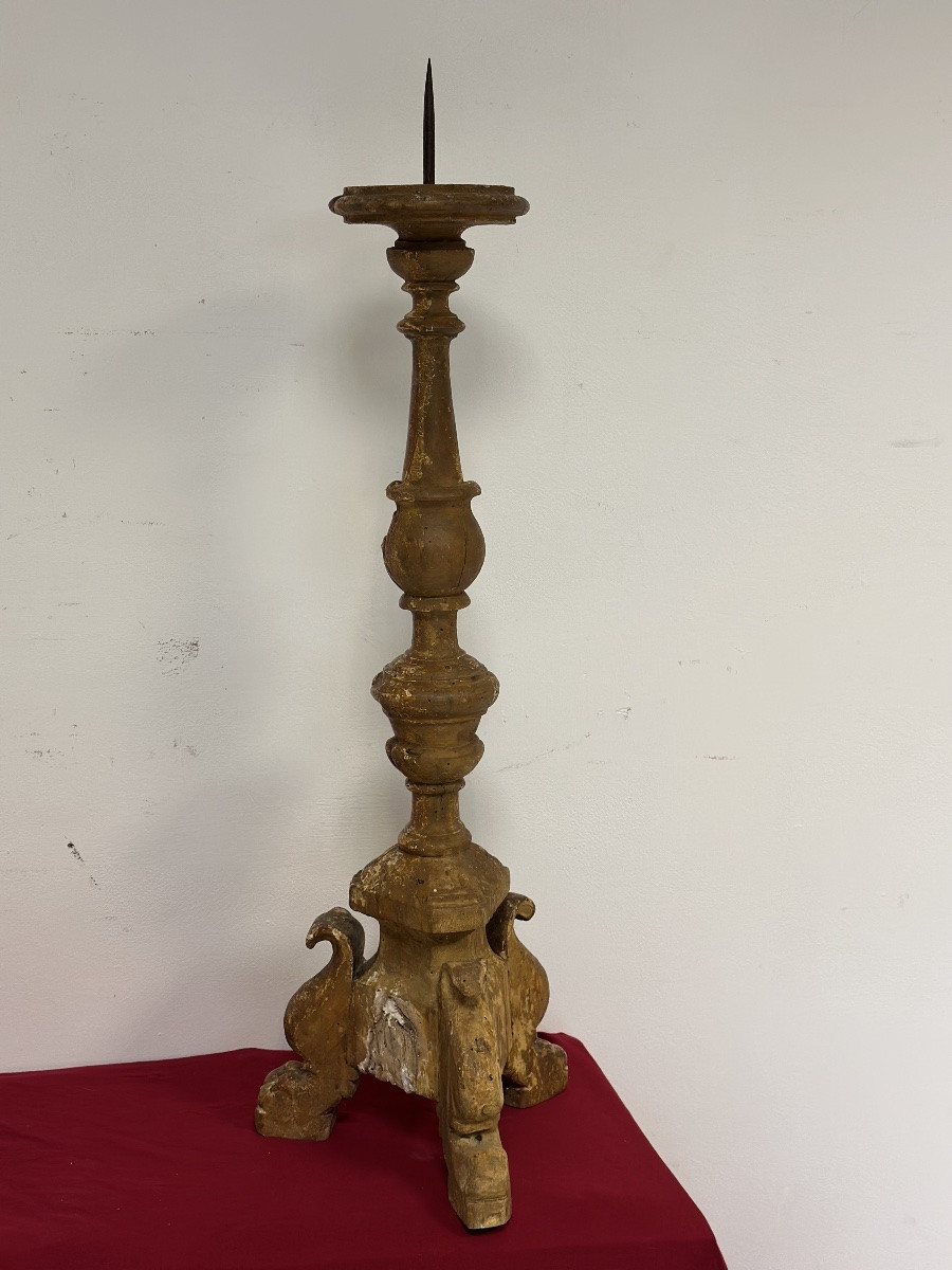 Carved And Gilded Wooden Chandelier In The Shape Of A Mecca, Louis XV-photo-4