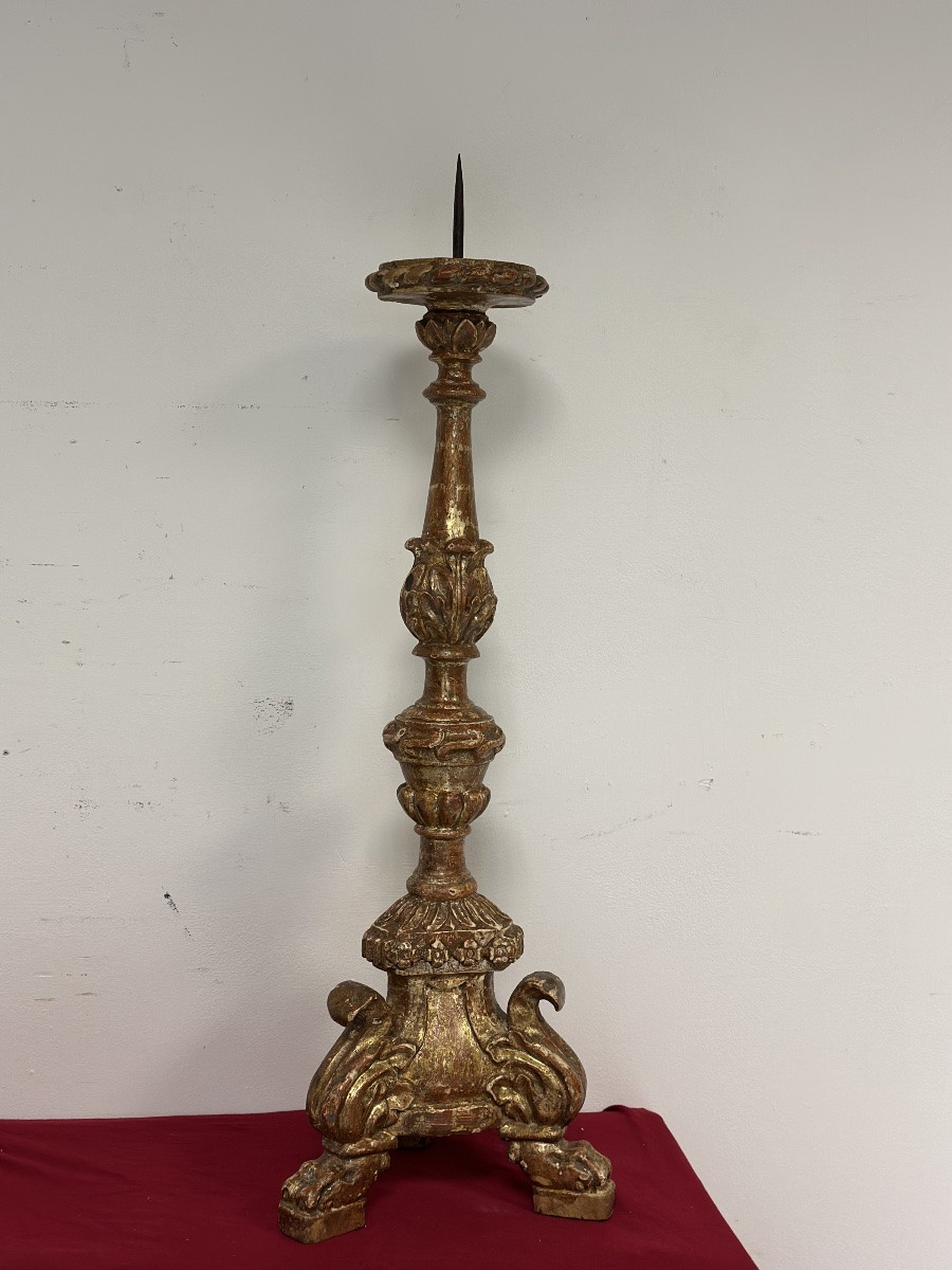 Carved And Gilded Wooden Chandelier In The Shape Of A Mecca, Louis XV-photo-5