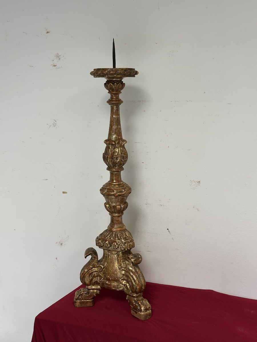 Carved And Gilded Wooden Chandelier In The Shape Of A Mecca, Louis XV-photo-7