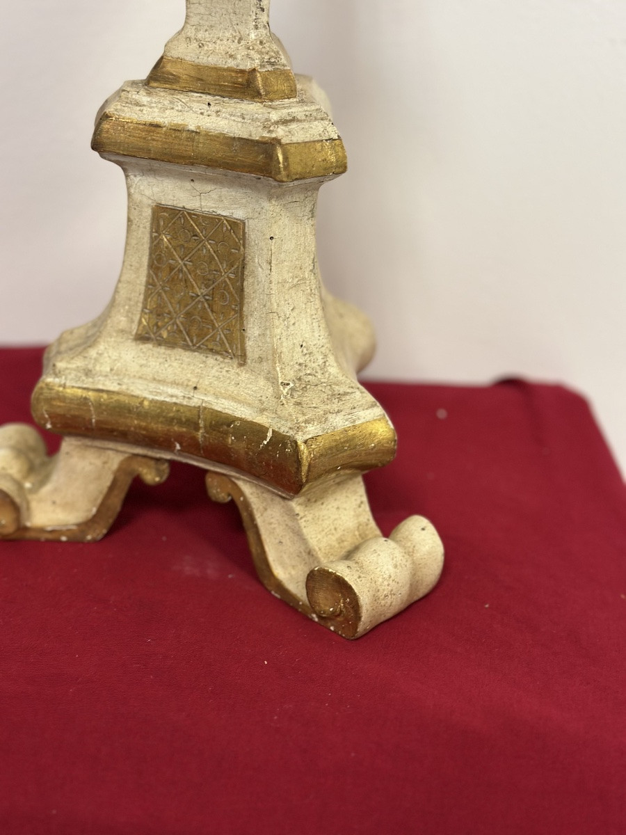 Lacquered And Gilded Louis XV Candlestick-photo-2