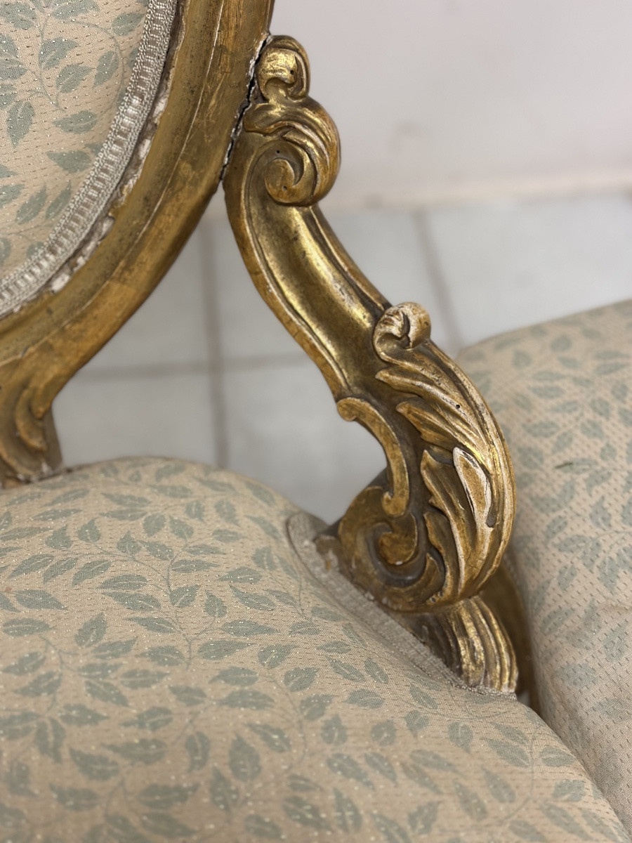 Paire de fauteuils en bois sculpté et doré. XIXe siècle.-photo-6