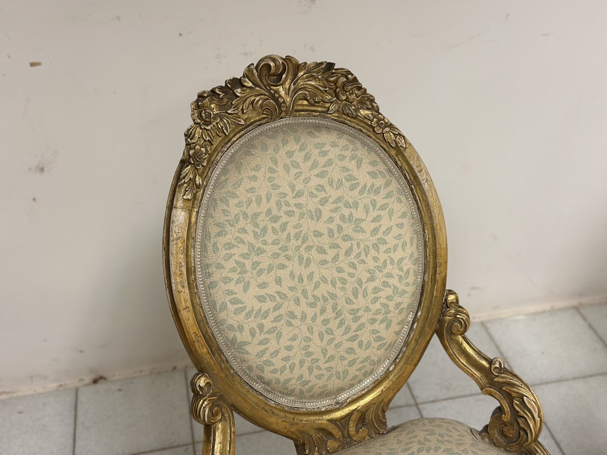 Paire de fauteuils en bois sculpté et doré. XIXe siècle.-photo-8