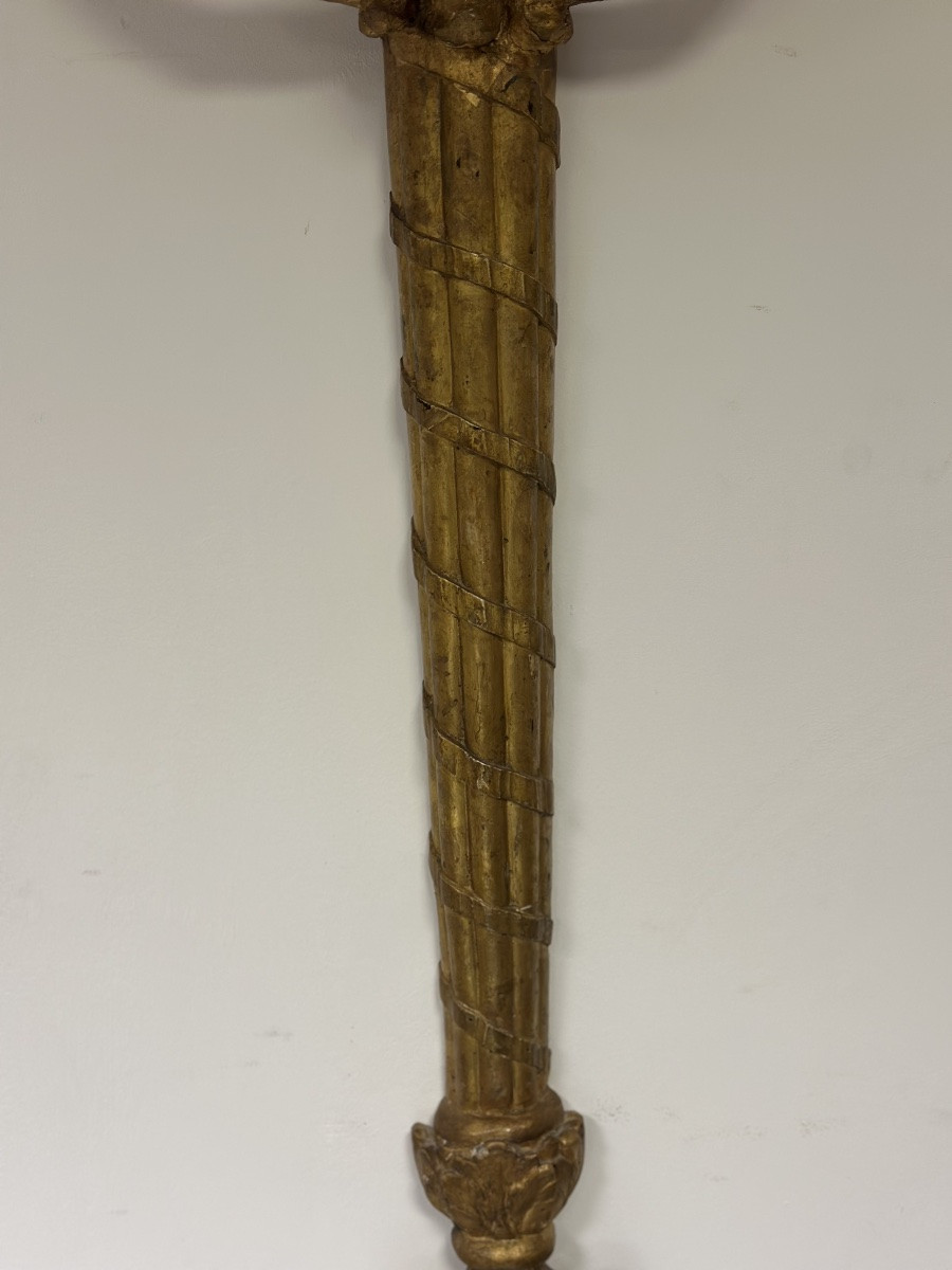 Grande applique murale Louis XVI en bois sculpté et doré-photo-5