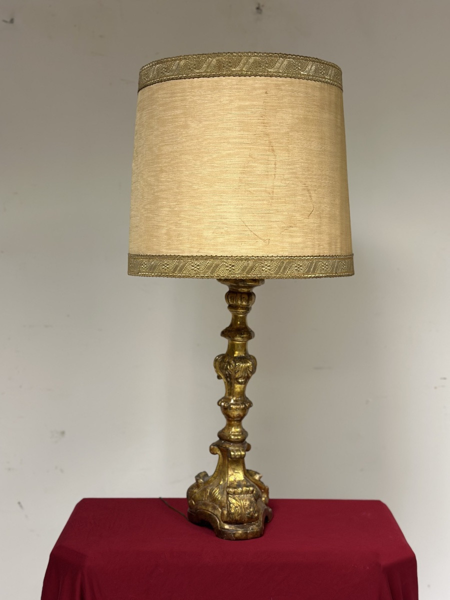 Louis XVI Carved And Gilded Wooden Torch, Late 18th Century-photo-1