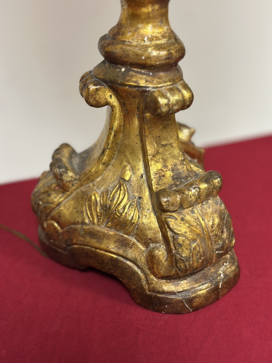 Louis XVI Carved And Gilded Wooden Torch, Late 18th Century-photo-3