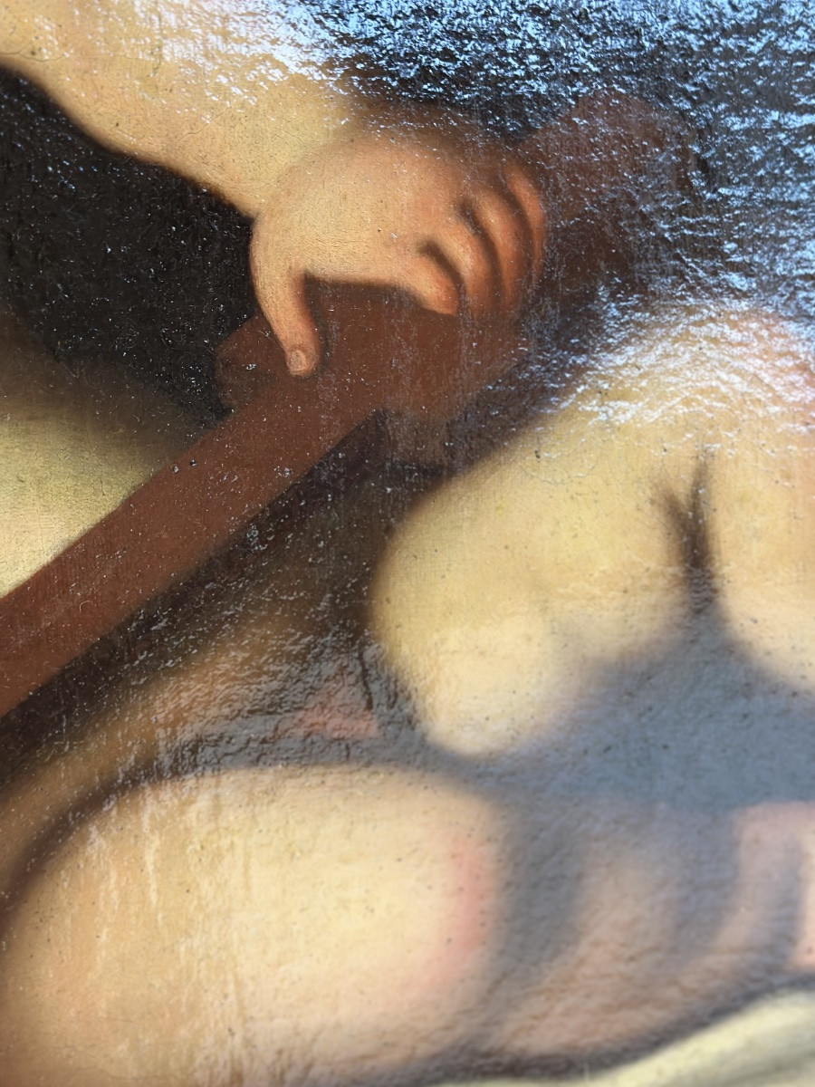 Oil On Canvas Child Jesus With Cross 17th Century Guido Reni (workshop)-photo-4