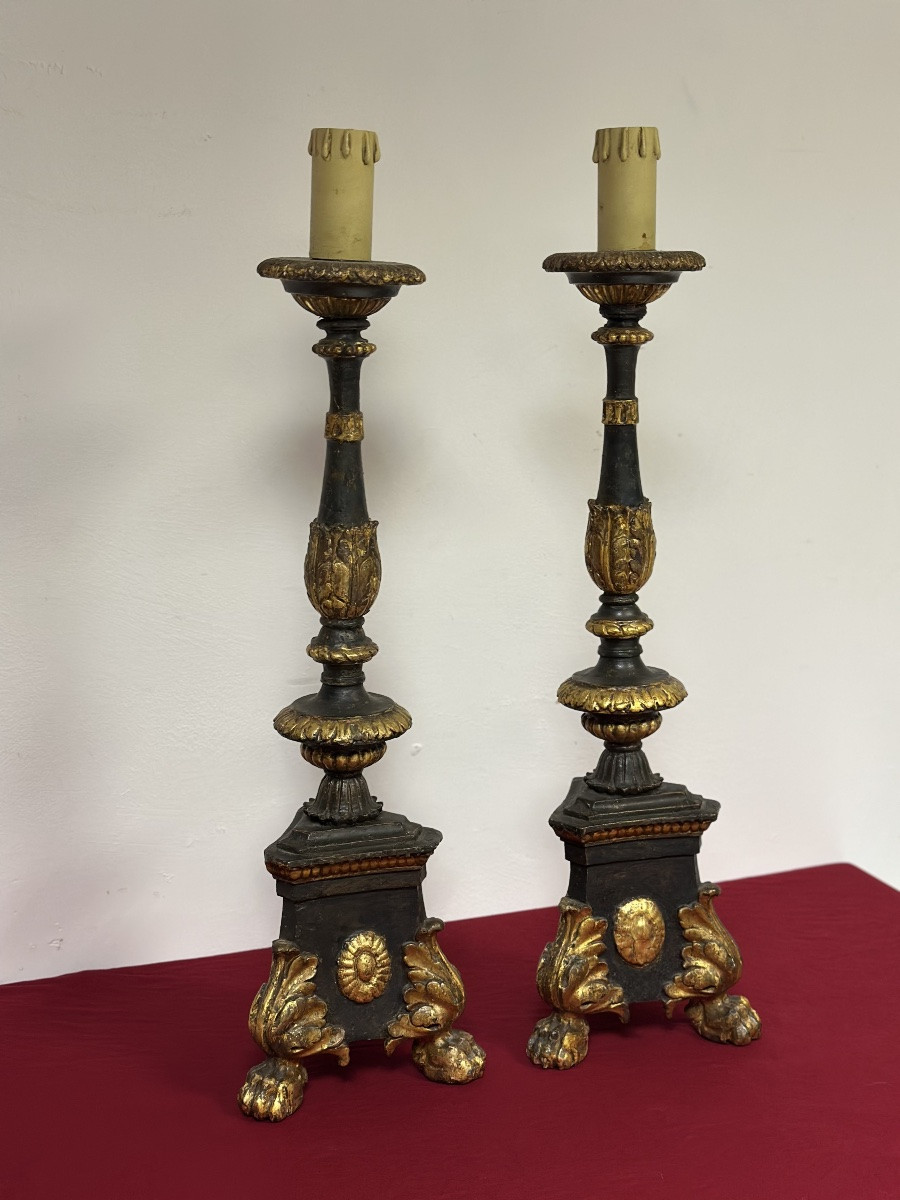 Paire de chandeliers de palais Louis XIV. Lombardie, XVIIIe siècle.-photo-3