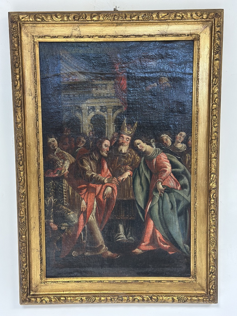 Le Mariage de la Vierge. Huile sur toile, École de Tolède, entourage de Luis Tristán.-photo-1