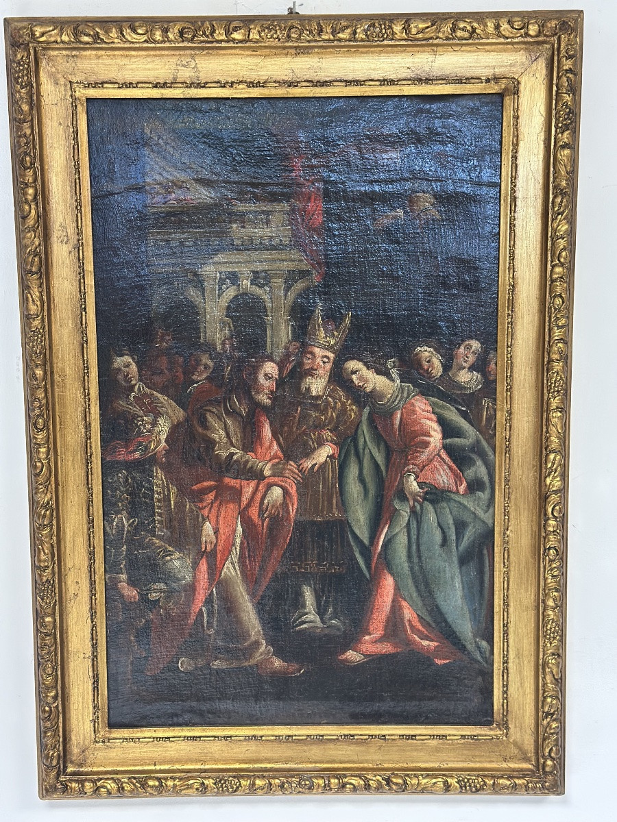 Le Mariage de la Vierge. Huile sur toile, École de Tolède, entourage de Luis Tristán.-photo-2