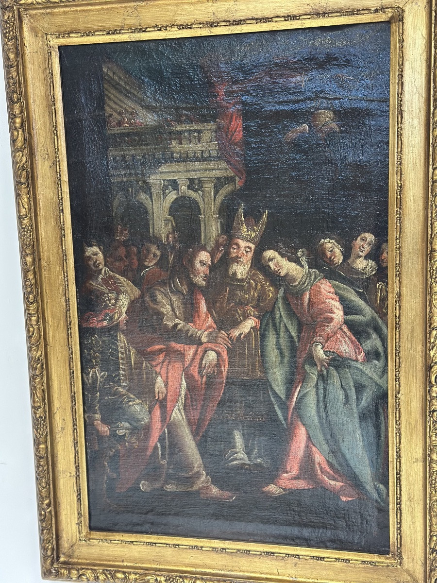 Le Mariage de la Vierge. Huile sur toile, École de Tolède, entourage de Luis Tristán.-photo-3