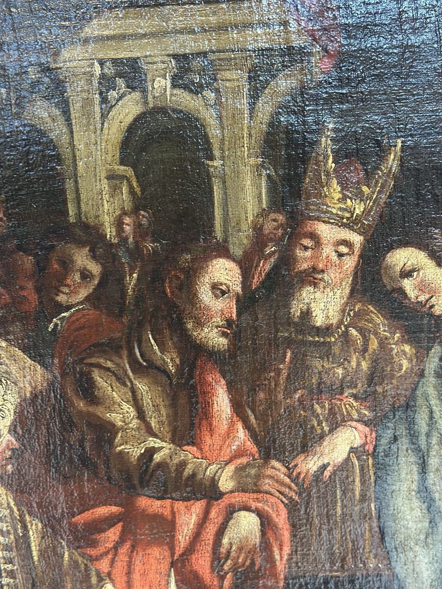 Le Mariage de la Vierge. Huile sur toile, École de Tolède, entourage de Luis Tristán.-photo-6