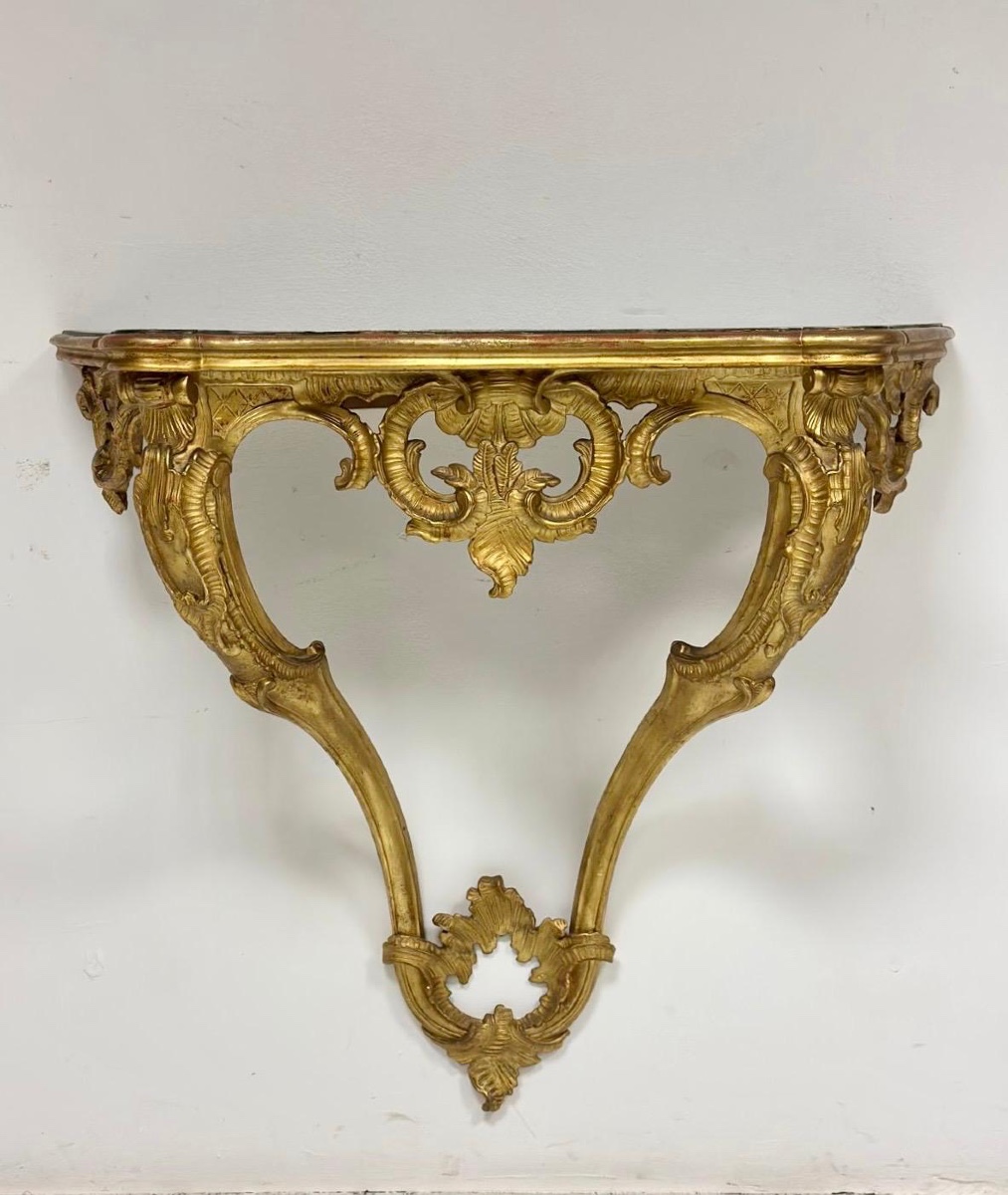 Louis XV Drop-shaped Console Table. Lombardy, 18th Century