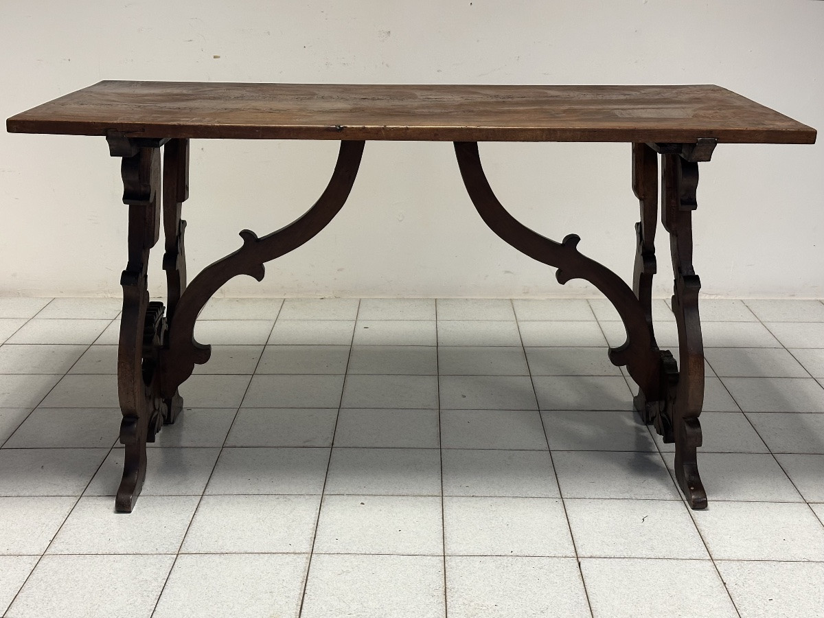 Louis XIV Lyre-shaped Refectory Table. Lombardy, Late 17th Century.-photo-1