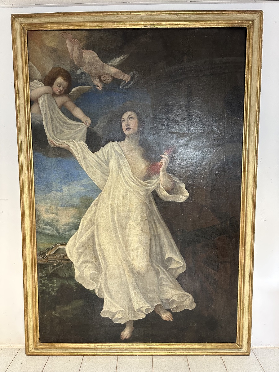 Sainte Barbe. Dosso Dossi (manière de), XVIIe siècle.-photo-2