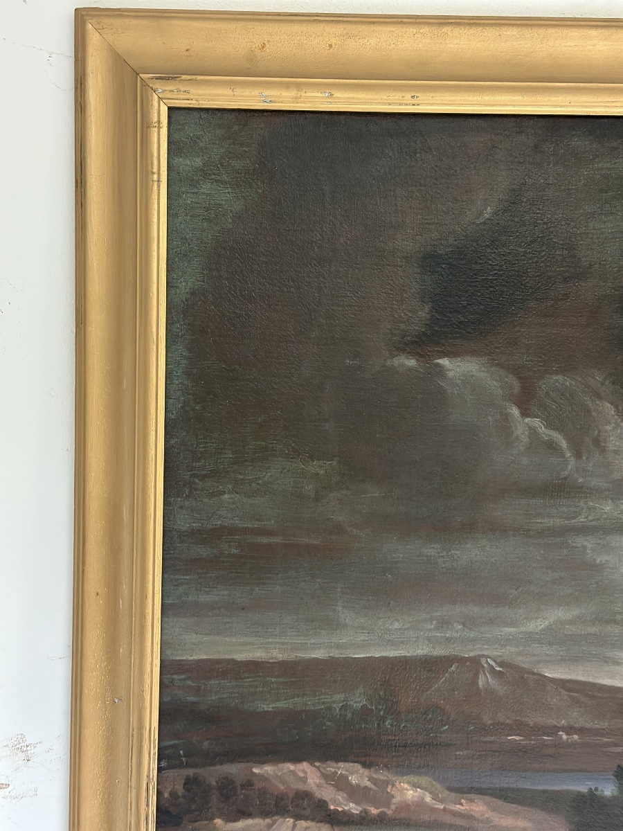 Huile sur toile. Moïse avec les filles de Jéthro. XVIIIe siècle.-photo-6