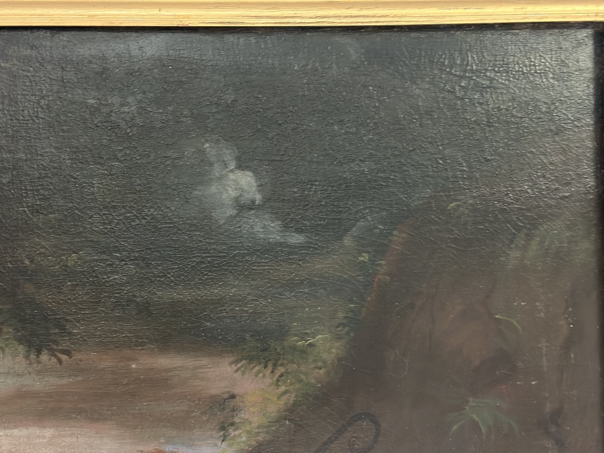 Huile sur toile. Moïse avec les filles de Jéthro. XVIIIe siècle.-photo-7