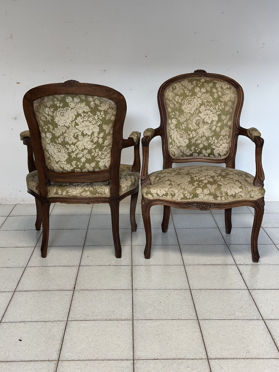 Pair Of Louis Philippe Walnut Armchairs. 19th Century.-photo-4
