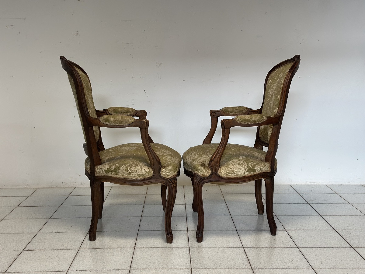 Pair Of Louis Philippe Walnut Armchairs. 19th Century.-photo-2