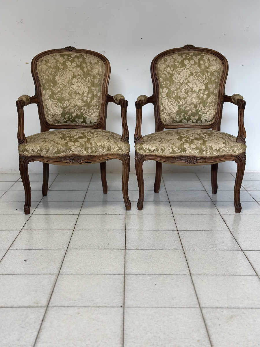 Pair Of Louis Philippe Walnut Armchairs. 19th Century.-photo-5