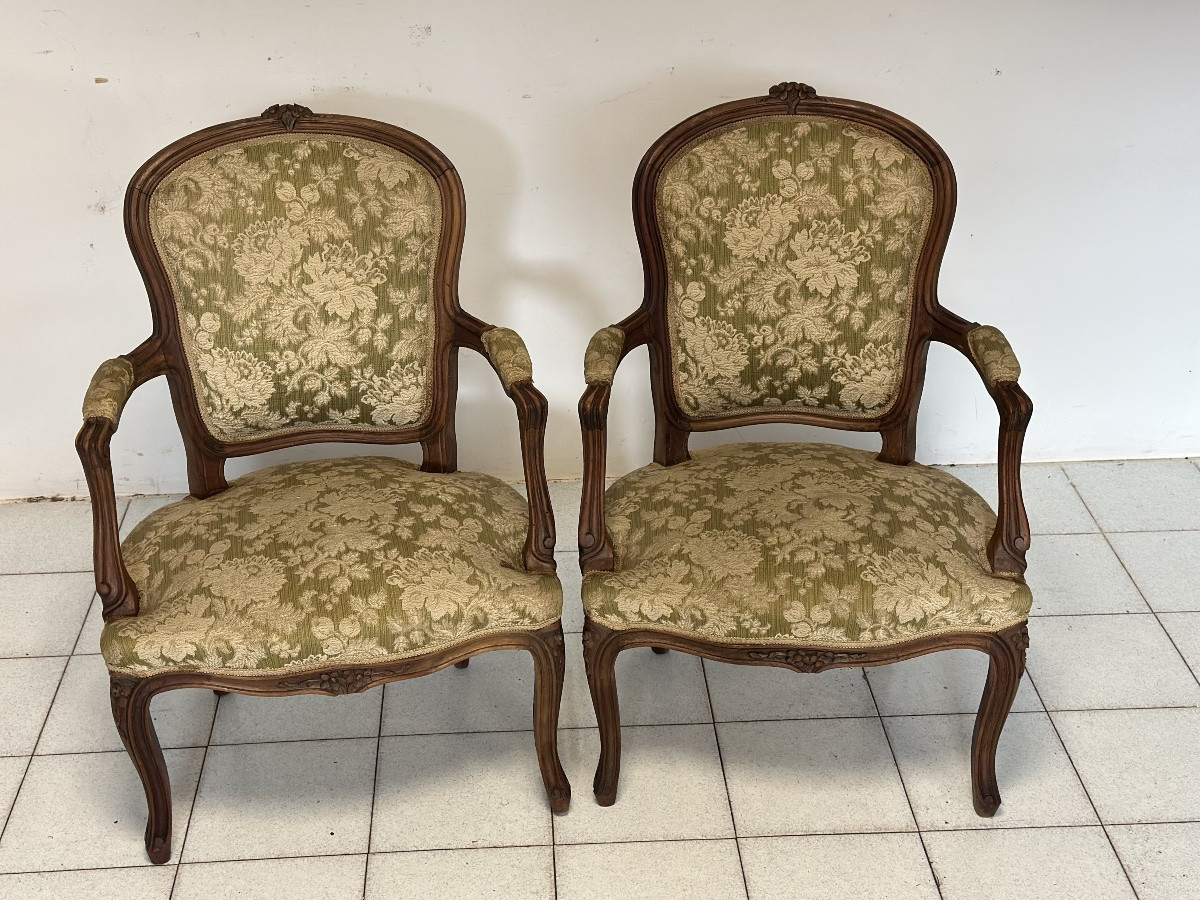 Pair Of Louis Philippe Walnut Armchairs. 19th Century.-photo-6