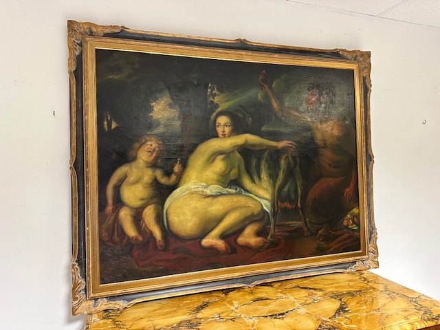 Oil On Canvas. The Childhood Of Zeus Or Jupiter. Early 19th Century.-photo-2