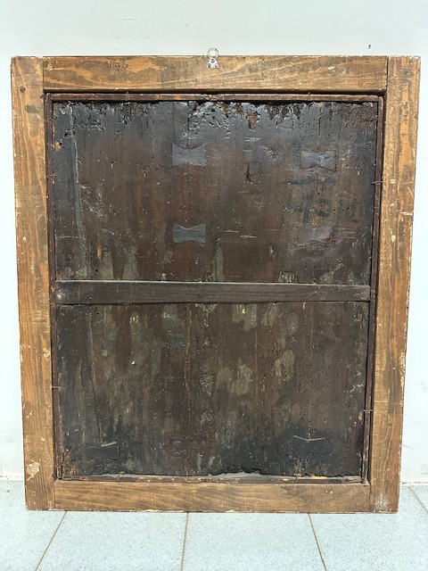 Huile sur panneau La Sainte Famille avec sainte Anne et l'Enfant saint Jean XVIe siècle 76 X 63-photo-8