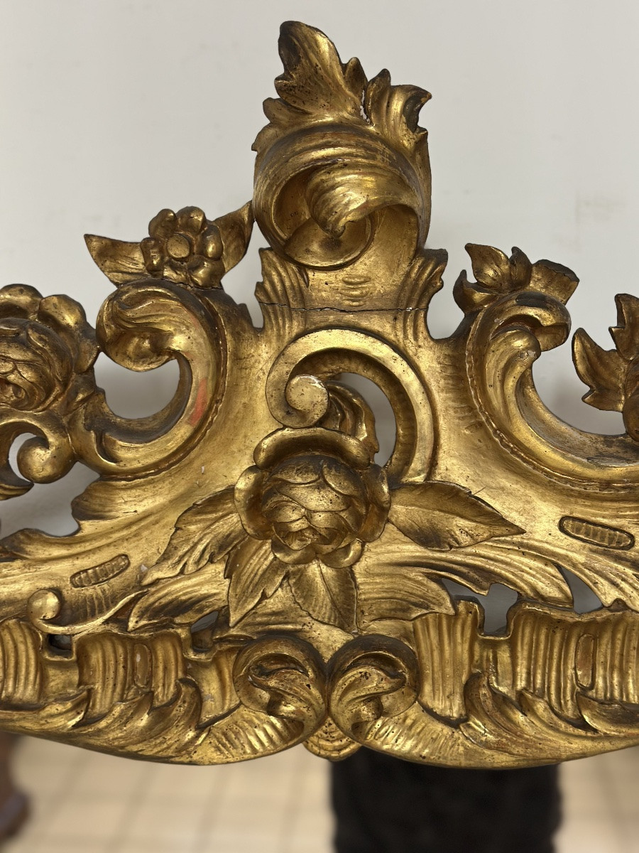 Mirror With Carved And Gilded Wooden Frame. Lombardy, 18th Century.-photo-4