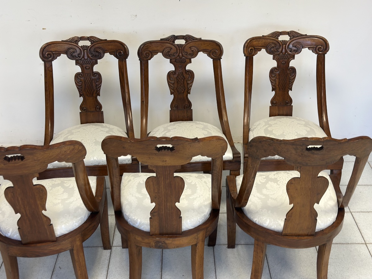 Group Of Six  Charles X Gondola Chairs From Lombardy. Early 19th Century.-photo-4