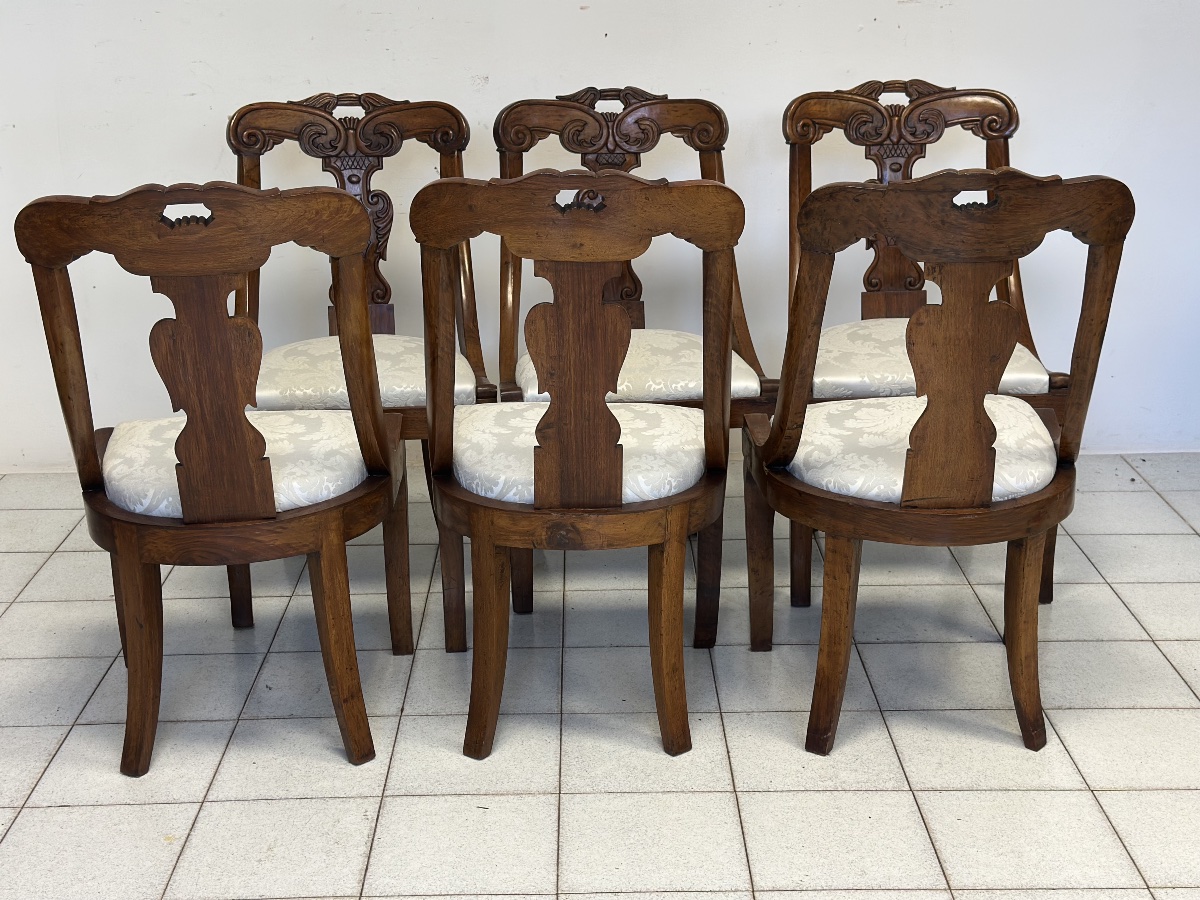 Group Of Six  Charles X Gondola Chairs From Lombardy. Early 19th Century.-photo-8