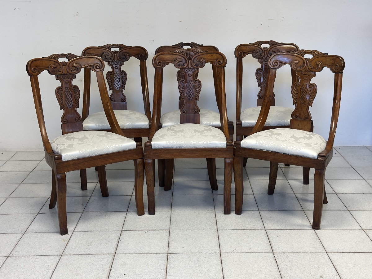 Group Of Six  Charles X Gondola Chairs From Lombardy. Early 19th Century.