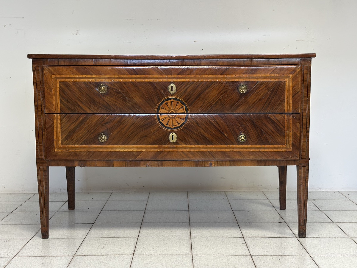 Commode Louis XVI à deux tiroirs. Emilia, XVIIIe siècle.-photo-2