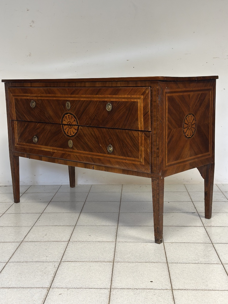 Commode Louis XVI à deux tiroirs. Emilia, XVIIIe siècle.-photo-5