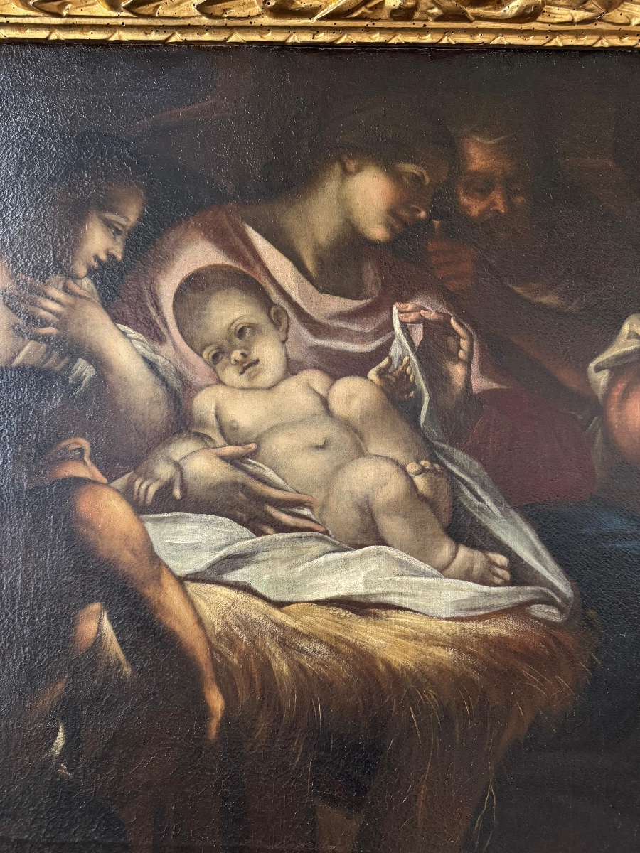 Oil On Canvas, Nativity Scene. Venetian School, 17th Century, Attributed To Antonio Balestra-photo-4