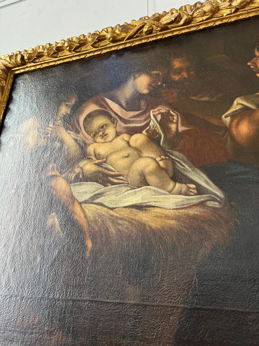 Oil On Canvas, Nativity Scene. Venetian School, 17th Century, Attributed To Antonio Balestra-photo-4