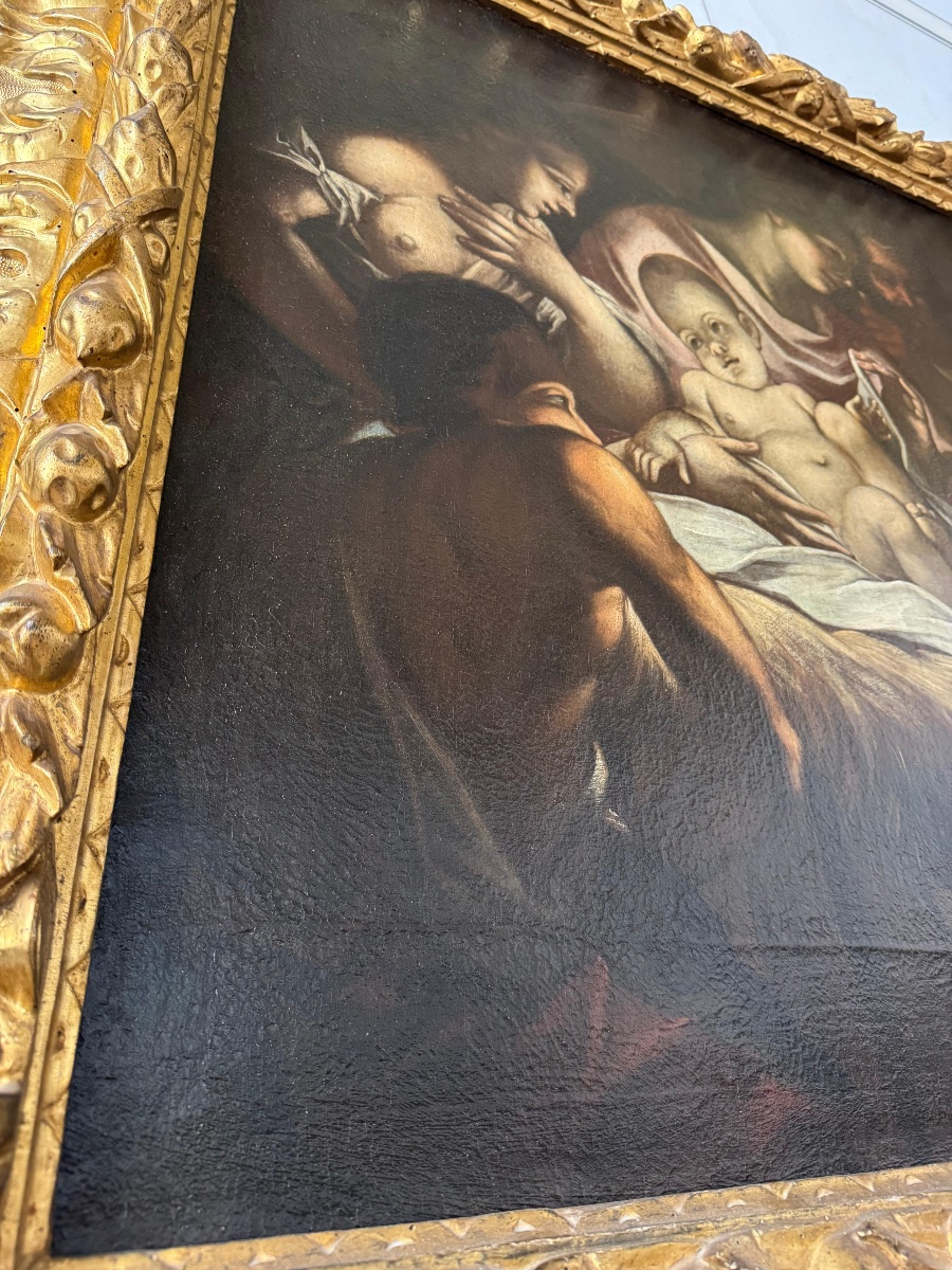 Oil On Canvas, Nativity Scene. Venetian School, 17th Century, Attributed To Antonio Balestra-photo-7