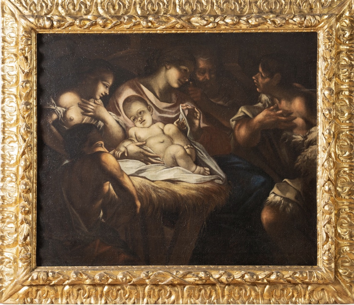 Oil On Canvas, Nativity Scene. Venetian School, 17th Century, Attributed To Antonio Balestra