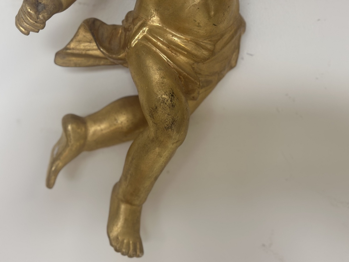 Pair Of Gilded Wooden Angels. Lombardy, Early 18th Century-photo-3