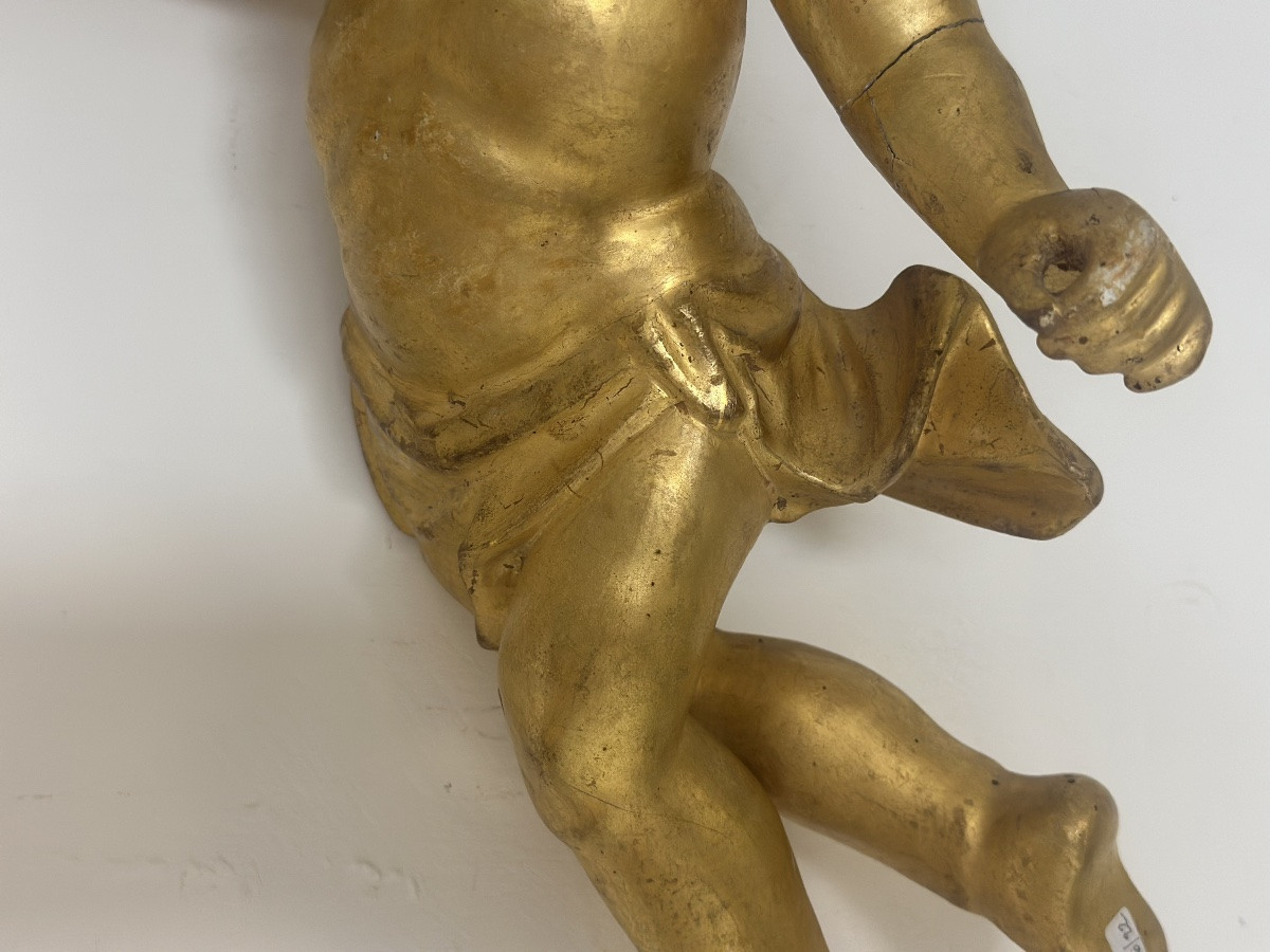 Pair Of Gilded Wooden Angels. Lombardy, Early 18th Century-photo-2