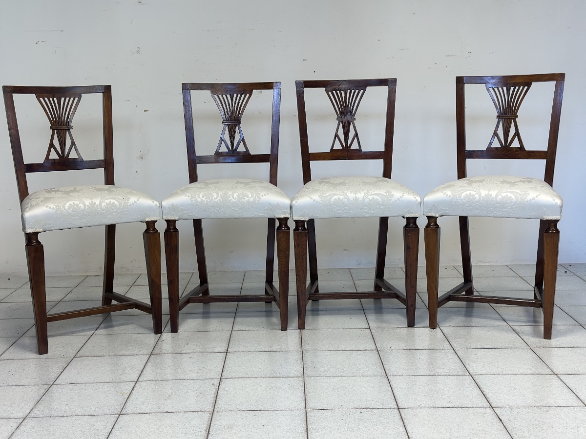 Set Of Four Louis XVI Chairs. Modena, Late 18th Century.