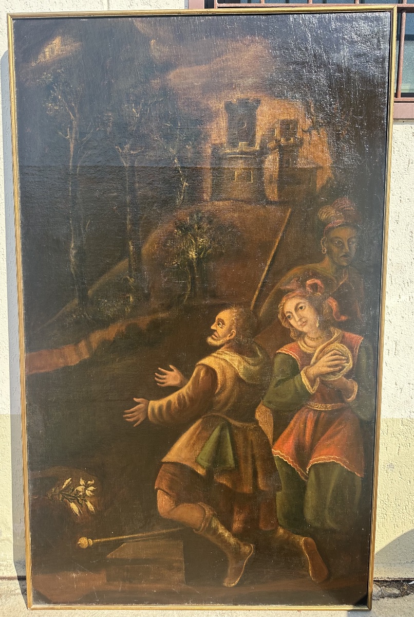 Huile sur toile. École du XVIIe siècle.-photo-1