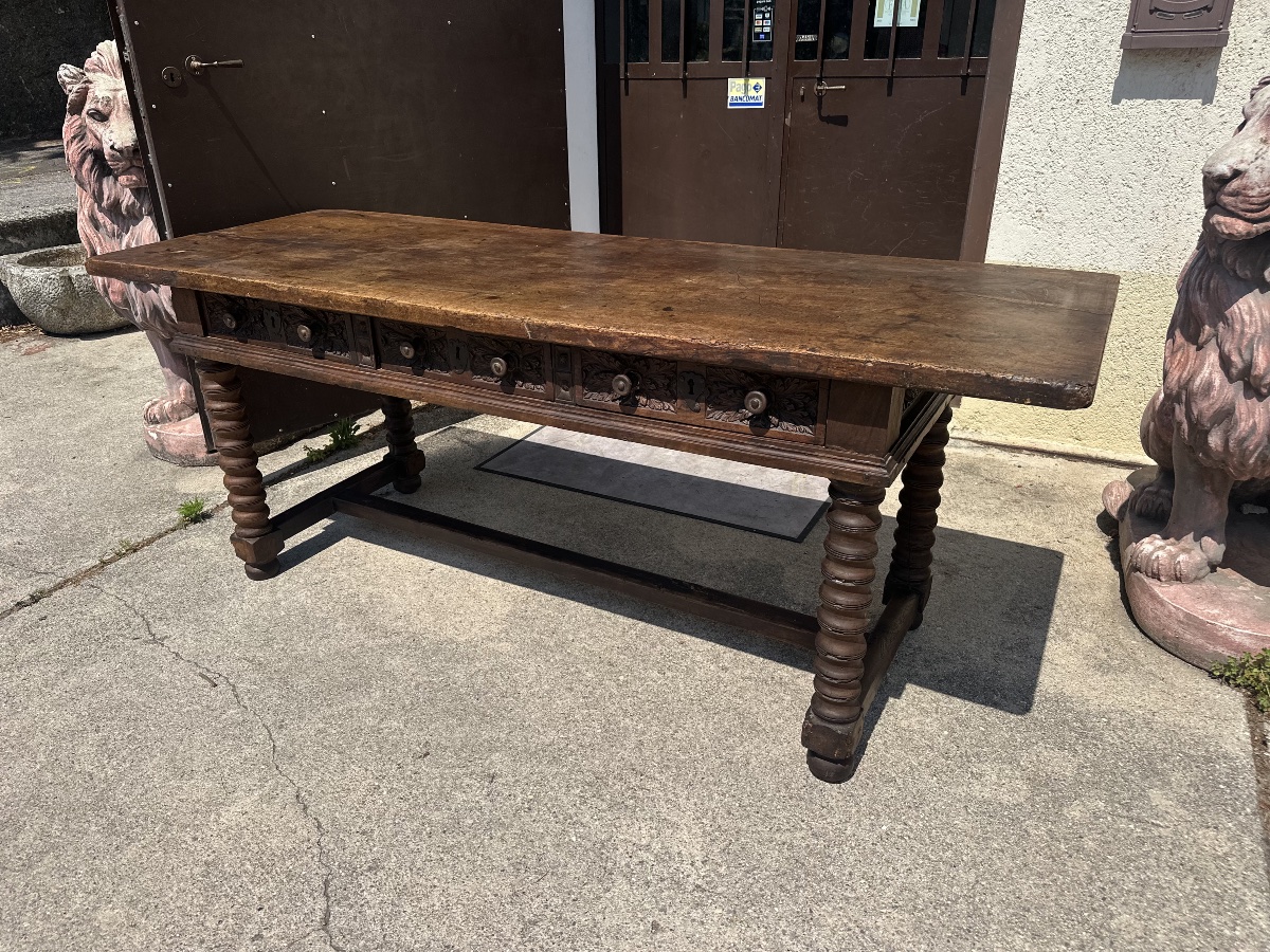 Louis XIV Baroque Writing Desk, 17th Century. 217x77-photo-4