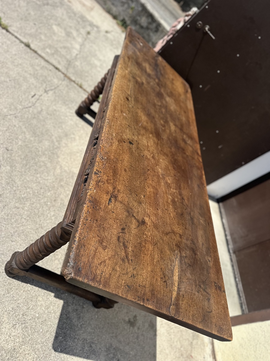 Louis XIV Baroque Writing Desk, 17th Century. 217x77-photo-4