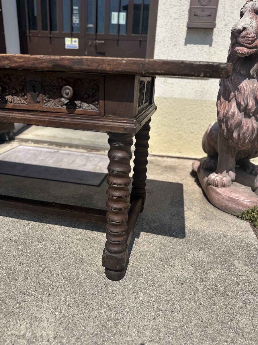 Louis XIV Baroque Writing Desk, 17th Century. 217x77-photo-5