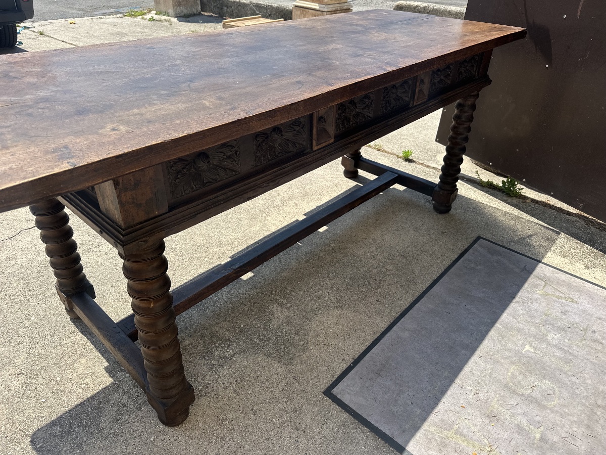 Louis XIV Baroque Writing Desk, 17th Century. 217x77-photo-7